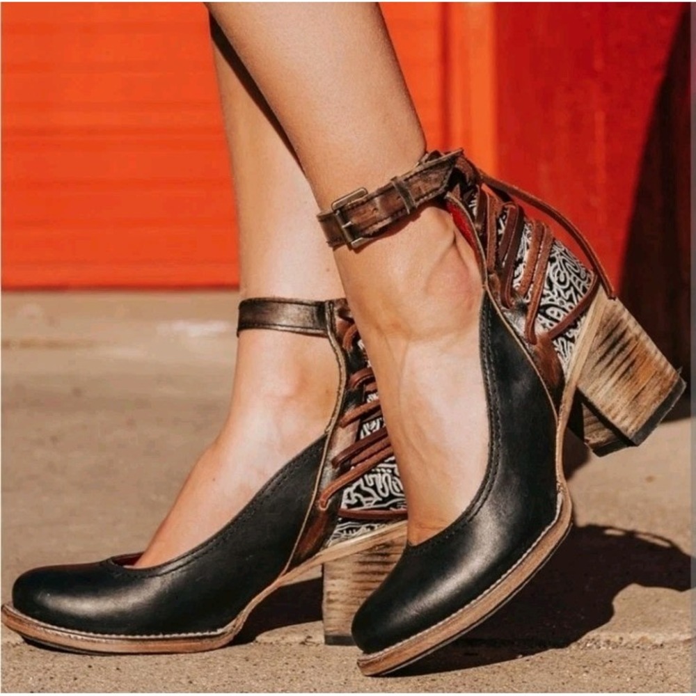 Freebird by Steven Raeanne Mary Jane Heel boot US 9 Ankle strap Boho Never Worn